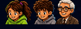 Pixel-Art-Figuren: Kinder aus dem TechCamp