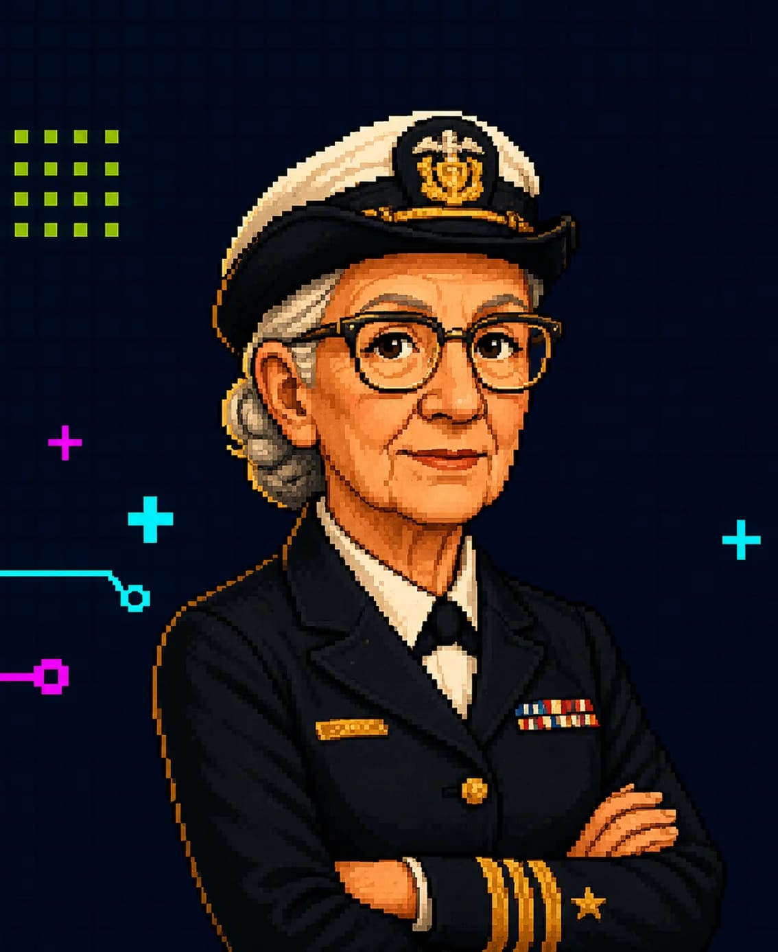 Pixel-Portrait von Grace Hopper
