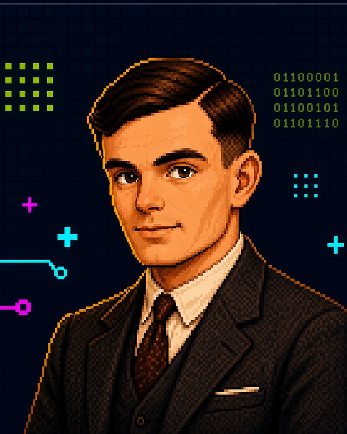 Pixel-Portrait von Alan Turing